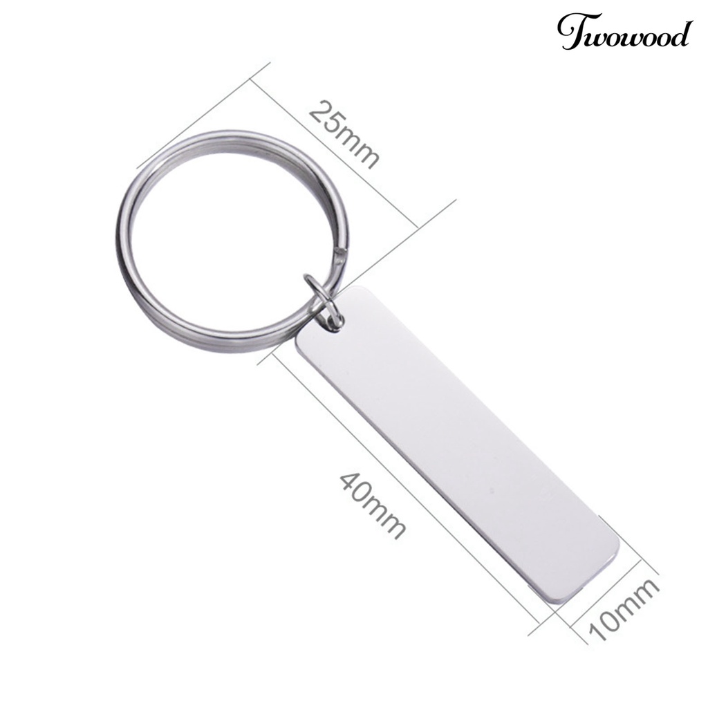 Twowood Strip Bar Key Chain Engravable Mirror Polish Stamping Blank Key Holder for DIY Engraving Name