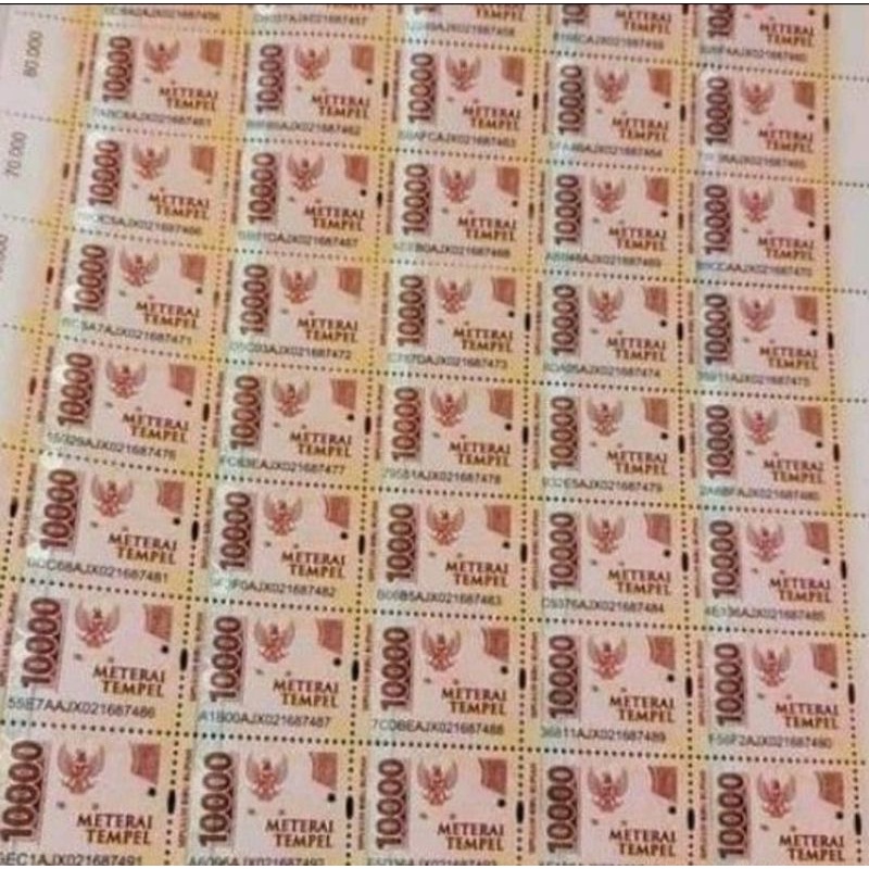 MATERAI TEMPEL 10.000 ASLI STAMP POS PERANGKO MATERAI