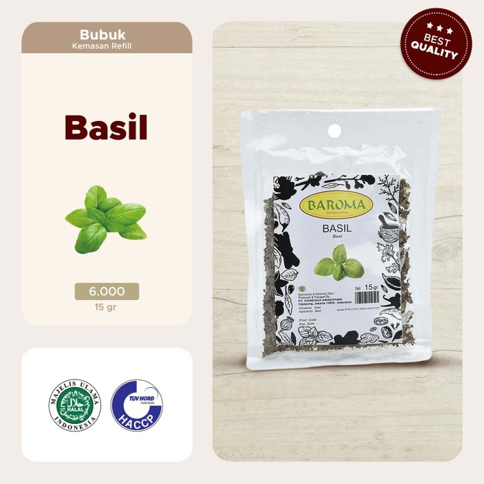 

Baroma Basil Bumbu Masak [15 g] Refill