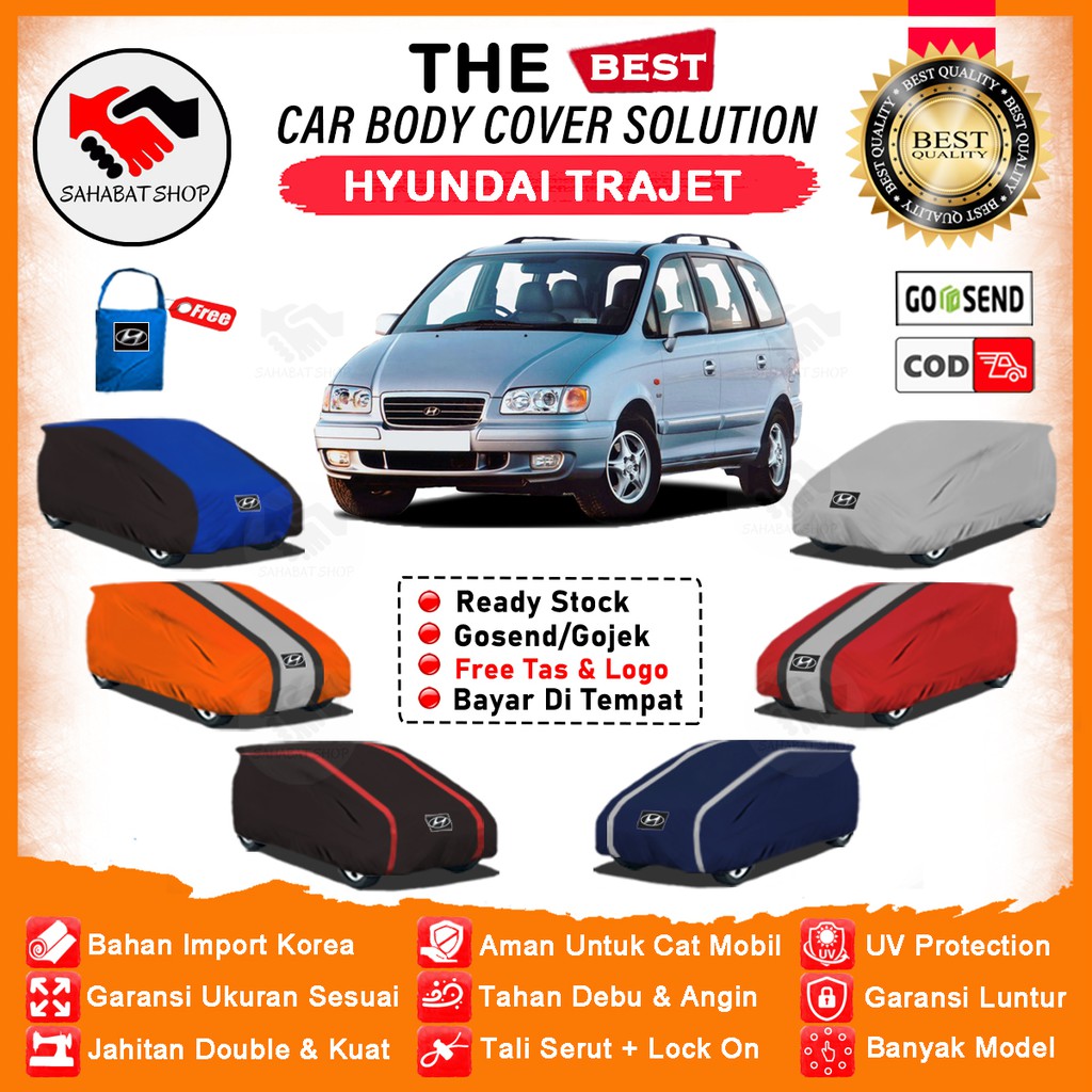 Sahabat Body Cover Mobil Trajet / Sarung Penutup Hyundai Trajet Outdoor / Selimut Tutup Kerudung Pelindung Mantel Kerodong Mantol Kelambu Terpal Pembungkus Mobil Trajet Waterproof Anti Air Model Orange