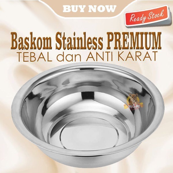 Baskom stainless PREMIUM 34cm TEBAL anti karat baskom dalam serbaguna