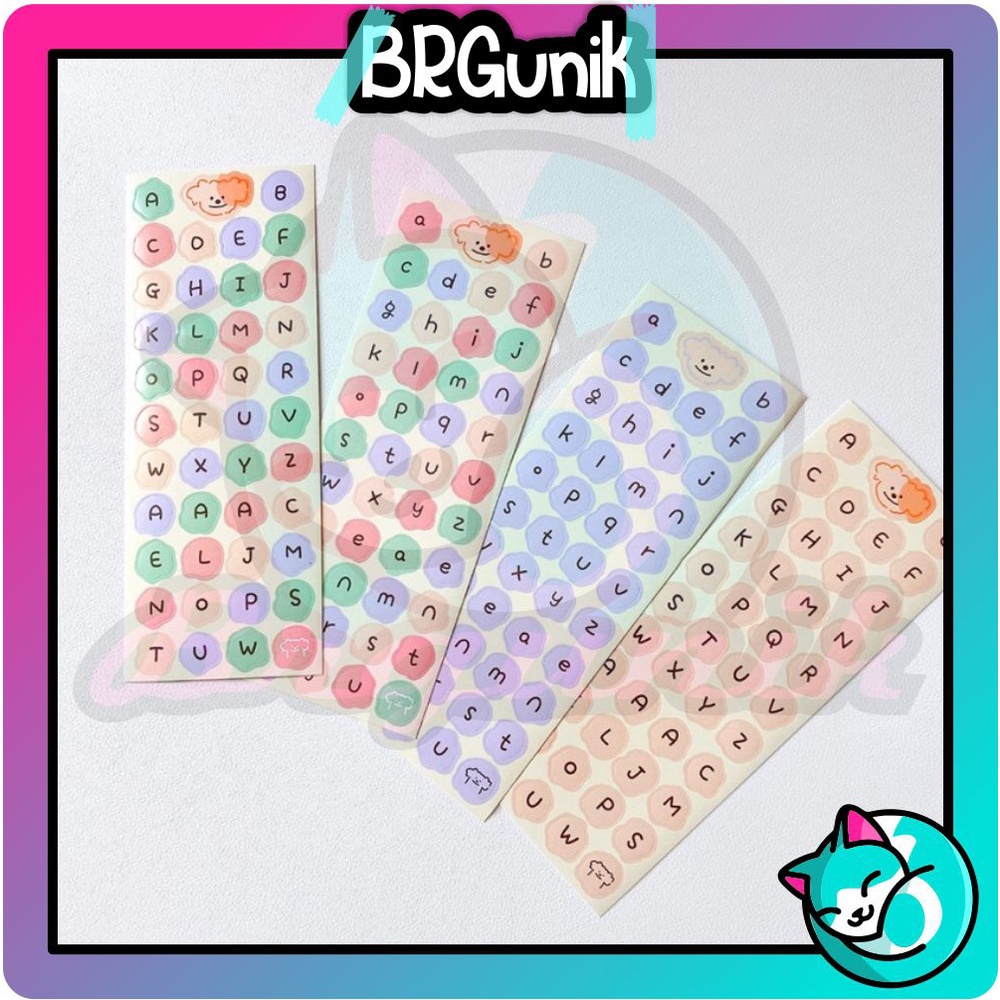 BRGUNIK 1Pcs Cute Alphabet Sticker Deco DIY Planner BUJO Stiker Aesthetic 1 Lembar R440