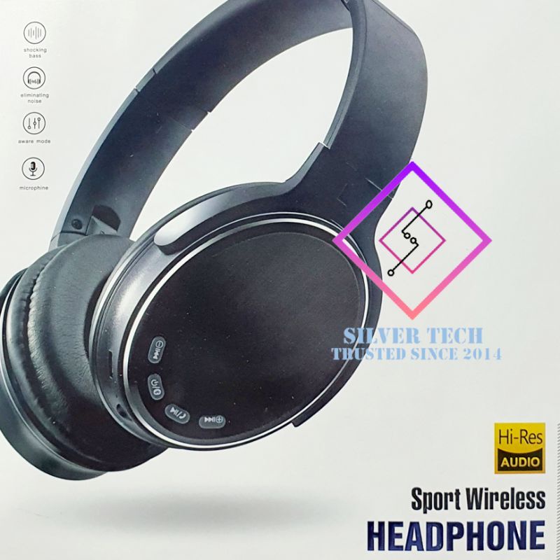 SILVER TECH HEADPHONE ALS - 801 S XBS Wireless On-Ear Headphones Bluetooth Headphone