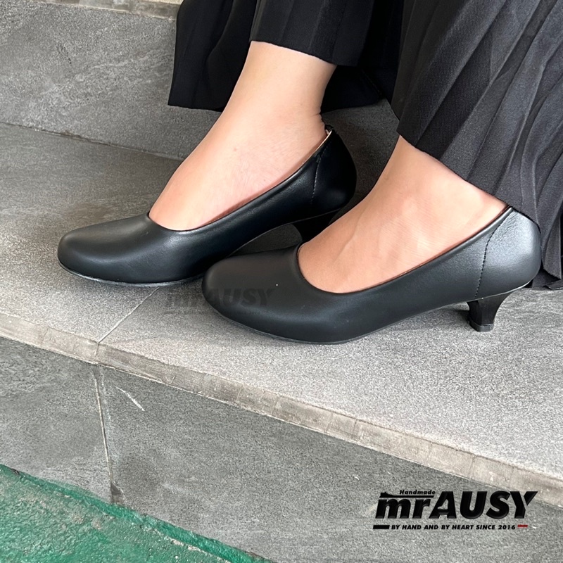 Sepatu Hak Wanita Buat Kerja Guru mrAUSY Pantofel 3cm Polos