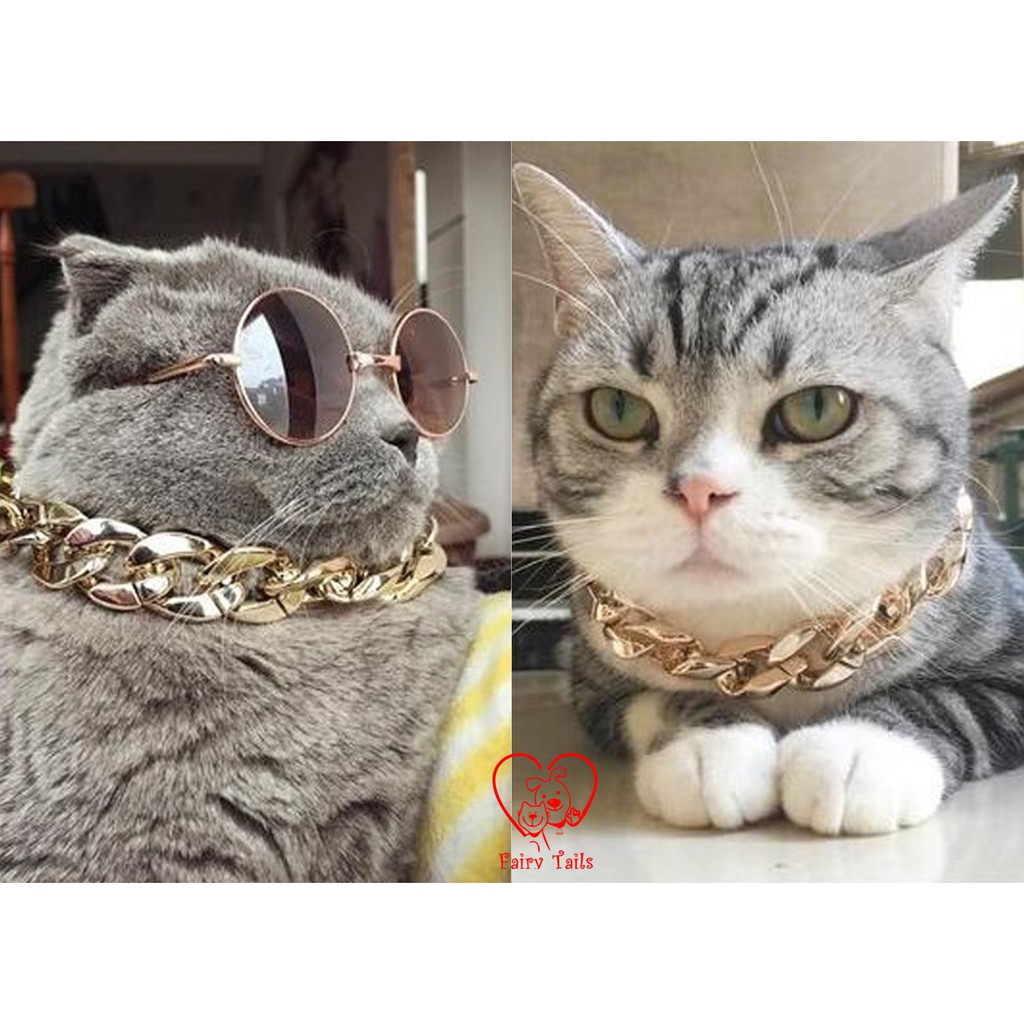 Rantai Kucing Anjing Kostum Cosplay Anabul Anjing Kucing Kalung Rantai Emas Swag Fashionable | Pet Gold Chain Necklace