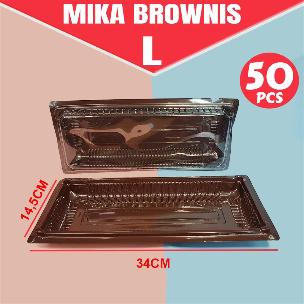 ( ISI 50PCS )Mika Brownis L/Mika Plastik Tempat Roti/Mika Bolu/Mikan Tempat Kue