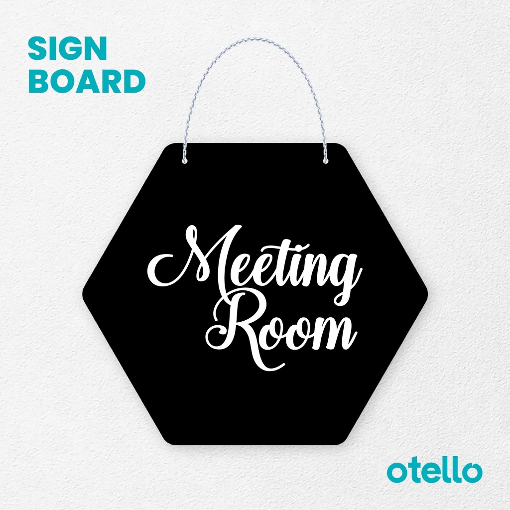 Otello Sign Tulisan Latin Meeting Room Signage Board Acrylic Papan Gantung Label Akrilik Rantai Petunjuk Toko Modern Minimalist Kafe Restoran Kantor Gedung Cafe