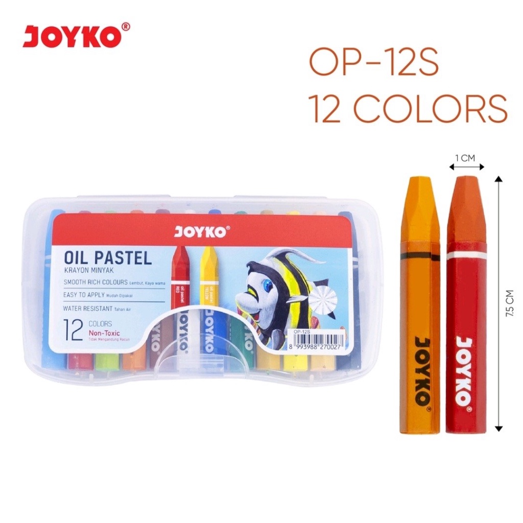 

Crayon / Krayon Minyak Oil Pastel Joyko 12 Warna