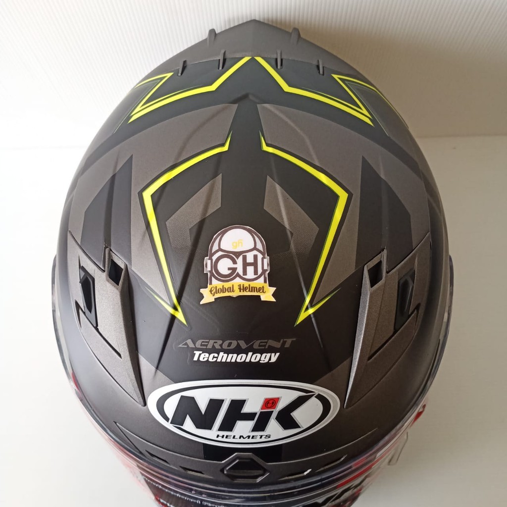 HELM FULL FACE NHK RX9 RX-9 MOTIF HAWK BLACK DOFF YELLOW RX NINE