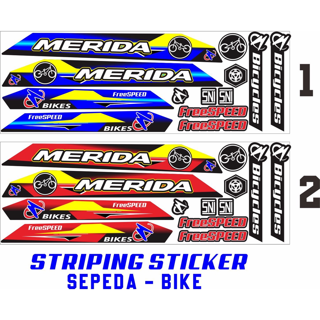 DECAL STIKER MOTIF STIKER/STRIPING VARIASI MERIDA 2 MOTIF SEPEDAH-BIKA VARIASI STICKER SEPEDA BIKE M