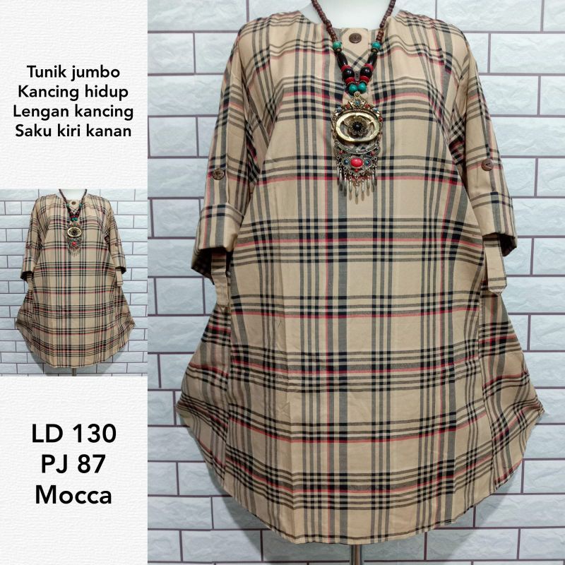 Tunik Motif Kotak Ukuran Jumbo LD130 / Atasan Jumbo Kotak Busui