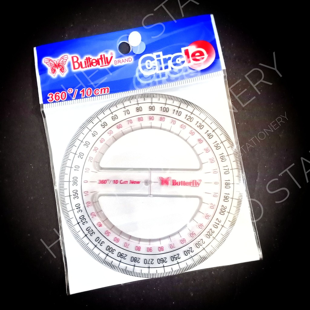 

Penggaris busur derajat protractor butterfly 360 derajat 10 cm dengan 2 lubang