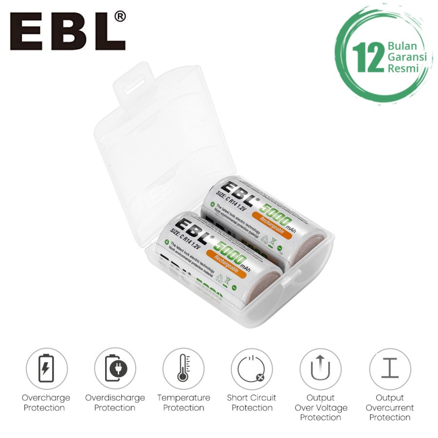 EBL 5000MAH BATTERY TYPE C RECHARGEABLE BATTERY BATERAI