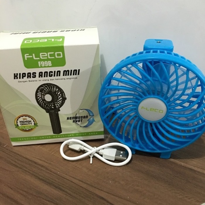 Kipas Angin Mini Kecil F99B Fleco Angin Kencang Baterai Cas Portable