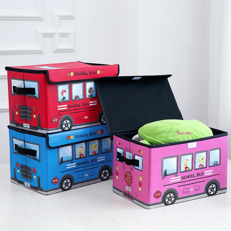 Kotak Mainan Storage Box Lipat Toy Box Kotak Serbaguna Mainan Organizer Baju Souvenir Anak Ulang Tahun Tempat Mainan Kotak Dino Princess School Bus Sekolah Babymaniashop