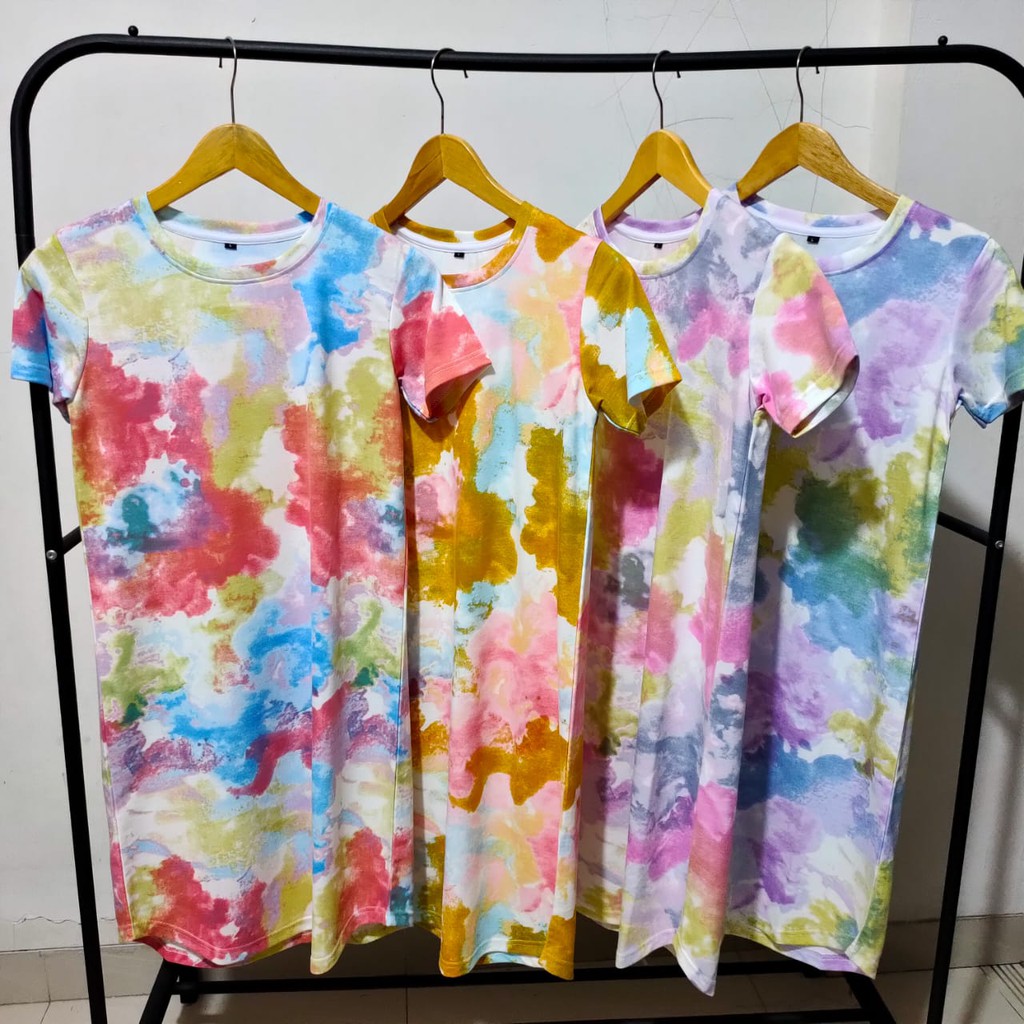 Kaospolos - New long dress tie dye casual oversize bahan babyterry