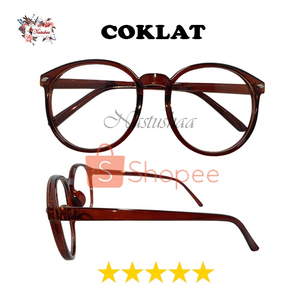 Kacamata Fashion Unisex Korea Frame Plastik Kacamata Gaya Oval Korean Style Retro Untuk Pria dan Wanita FREECASE