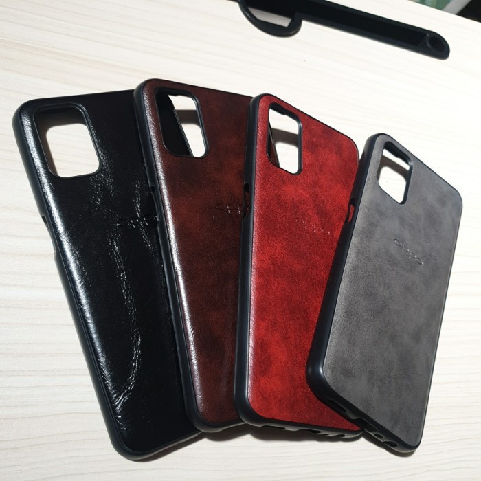 OPPO RENO 4/RENO 4F CASE LEATHER SOFTCASE KULIT SINTETIS, LEATHER LOGO PREMIUM