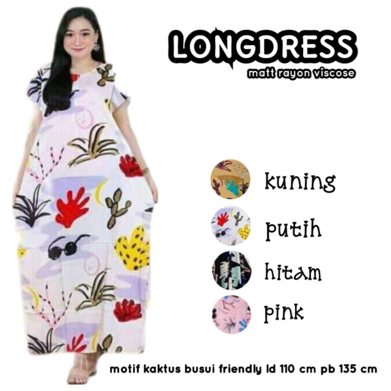 [Fashion Wanita] LONGDRESS daster Manohara motif kaktus batik | busui friendly | terbaru