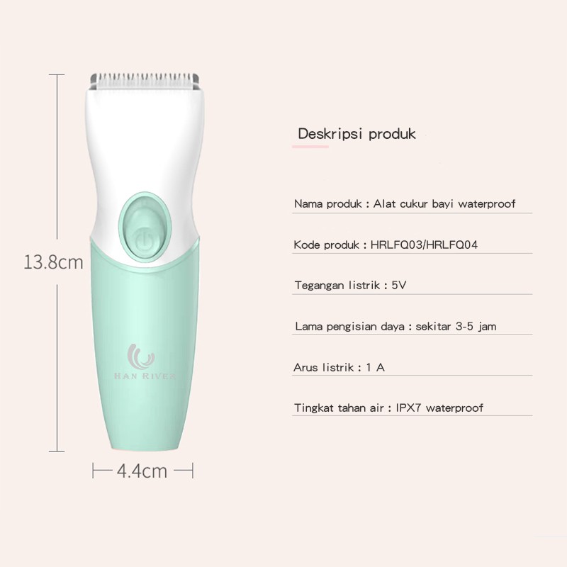 Baby Electric Hair Clipper Ringan Portable Tahan Air HRLFQ03