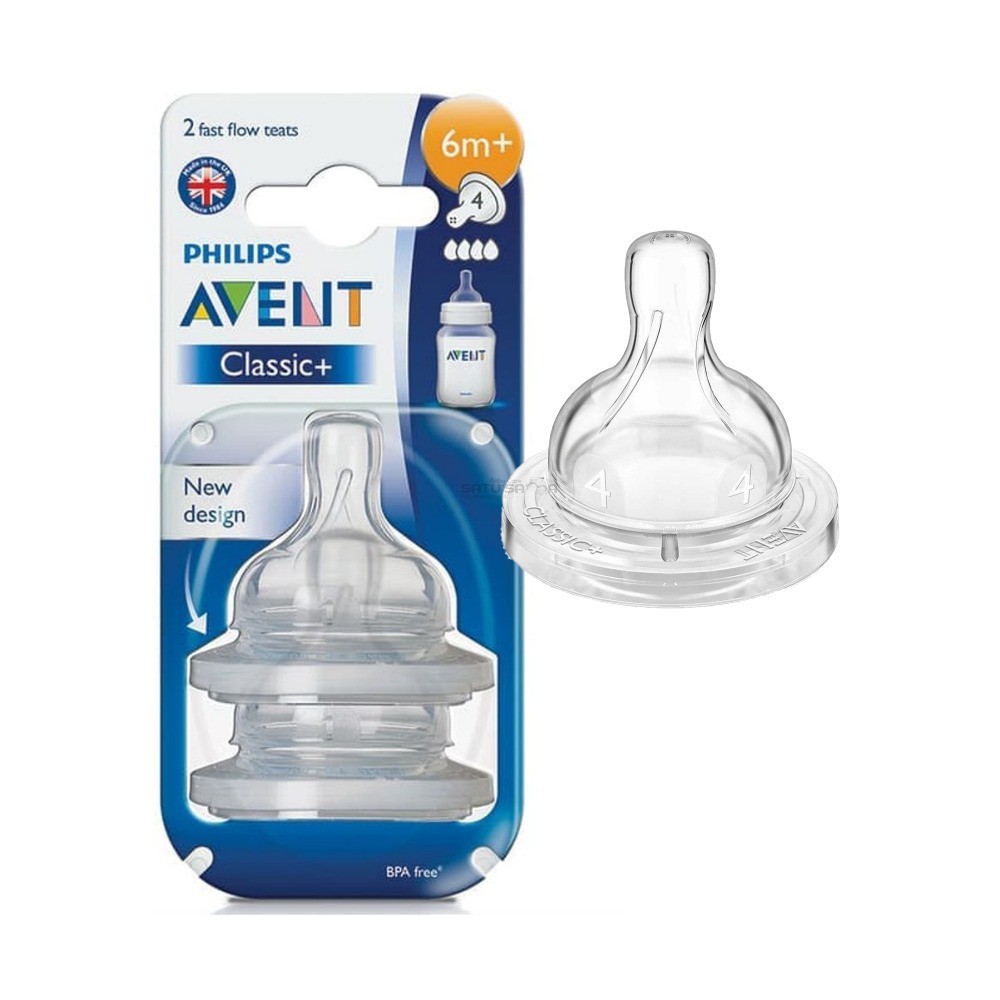 Avent Teat Fast Flow 4 H Normal Airflex - Nipple Dot Classic 6+ Isi 2 SCF634/27