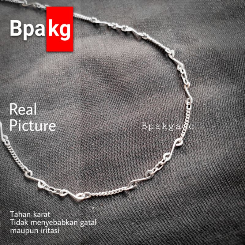 Kalung Rantai gantol S Kalung wanita Anti karat besi putih asli silver Tali Kalung monel cewek unik