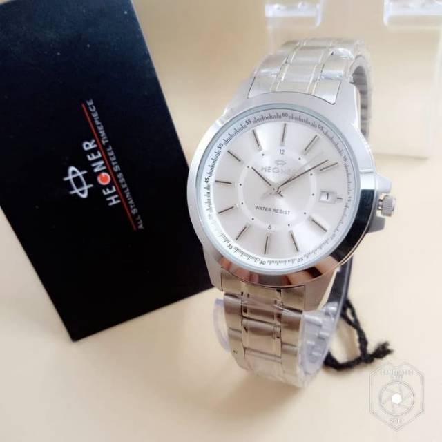 JAM TANGAN WANITA HEGNER 1250 SILVER WHITE ORIGINAL