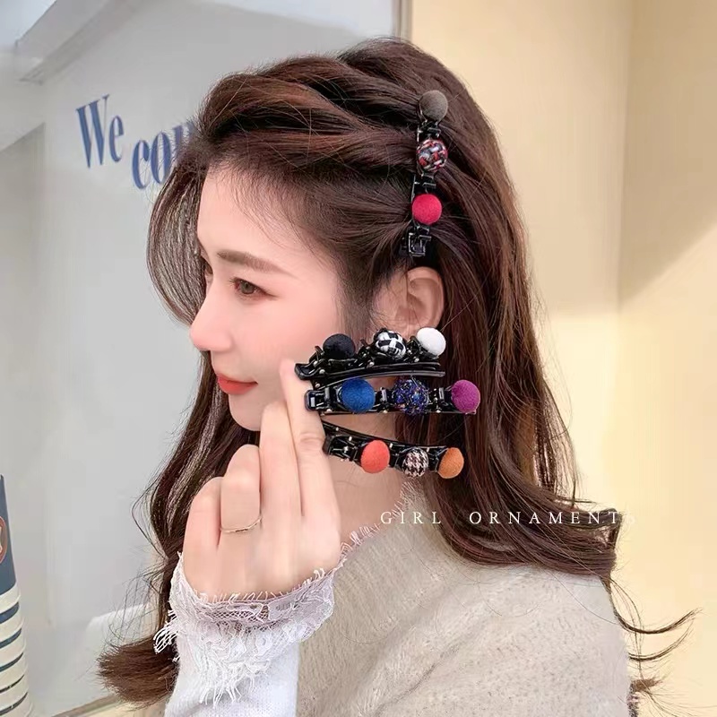 (Hello Girl)F20 Jepit Rambut Kepang Jepit Ganda Unik Wanita Korea Import