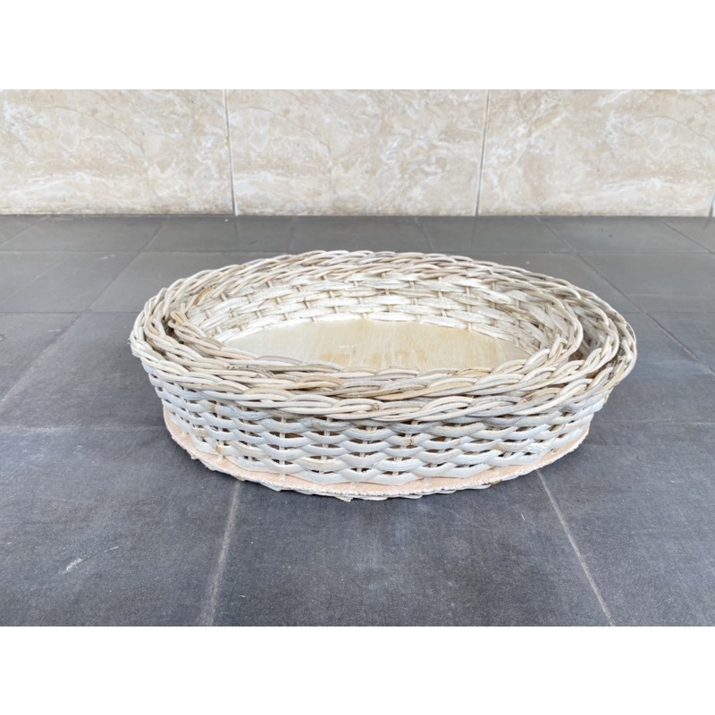 

[Oval] Keranjang Rotan Parcel | Parcel Rotan Awul/Owol | Set isi 3