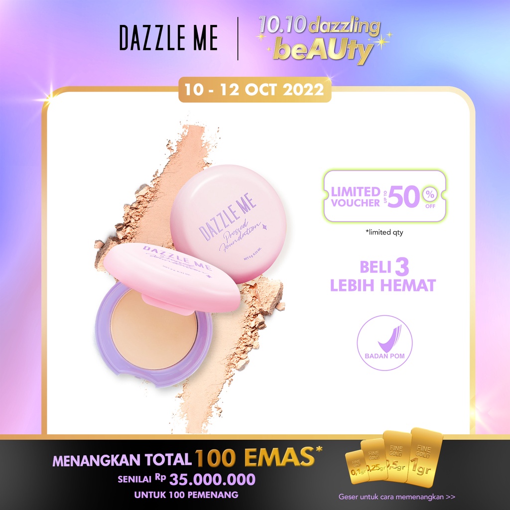 DAZZLE ME Muse Pressed Foundation | Long Lasting Filter Like Blurring Matte Compact Powder Oil-control Bedak Padat