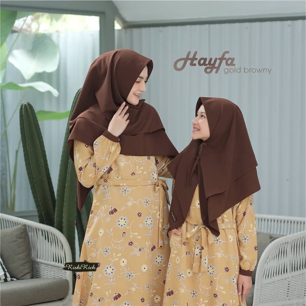 Riskirich Hayfa Khimar Uk Dewasa dan Anak Segi Empat Instan 2 Layer Jahit Tepi Rapih