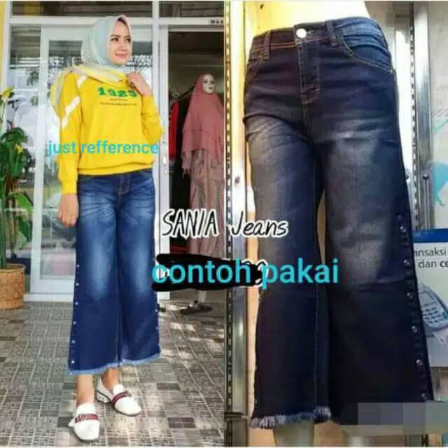 JEANS KULOT VJ - CELANA JEANS KULOT KANCING SAMPING - CELANA JEANS KULOT RAWIS