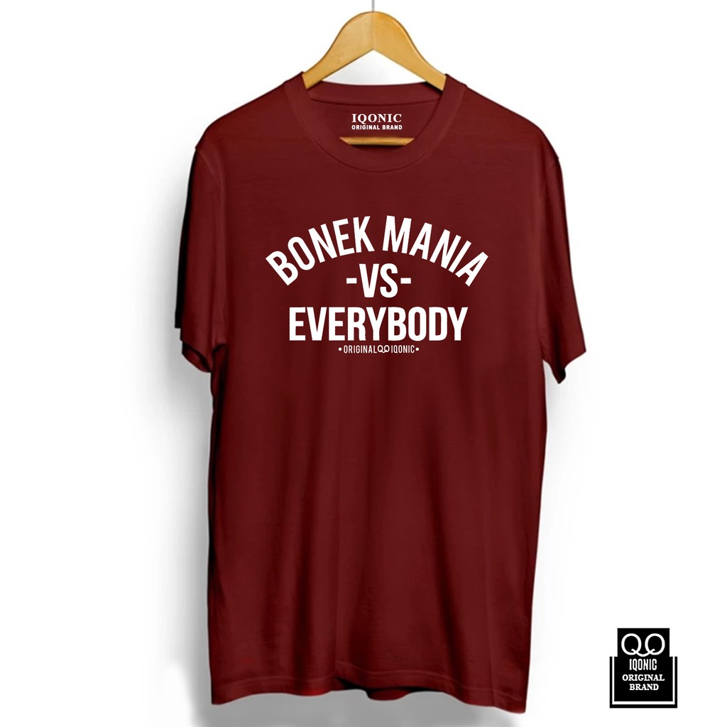 Kaos Distro Men &amp; Women BONEK VS EVERYBODY Text White- Original Premium Quality 100% Catoon