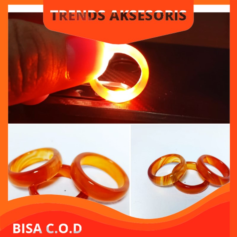 [TRENDS] CINCIN BATU GIOK MANAU HALUS WARNA MERAH BATA TEMBUS CAHAYA, COCOK UNTUK PRIA DAN WANITA