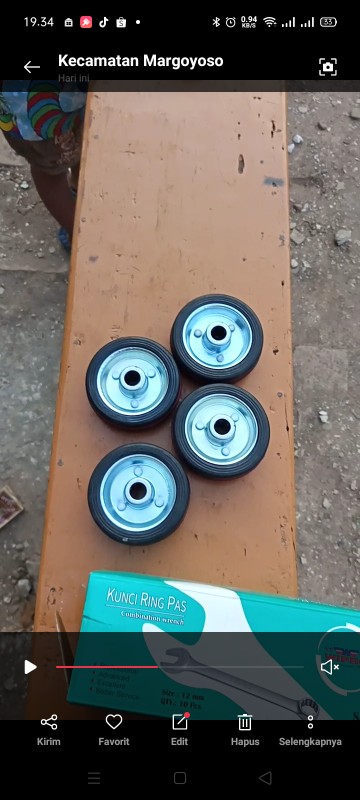 Roda Troli 3 Wheel Only Roda Karet Etalase Gerobak Trolley