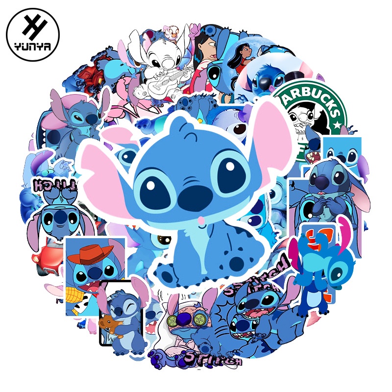 Zhang kartun Stitch stiker bagasi gitar piano sepeda mobil dekorasi grafiti stiker