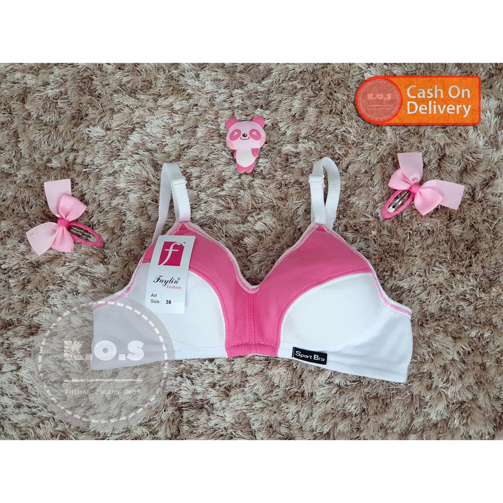 Bh pelajar remaja tanpa busa bra kombinasi warna putih size 34-38