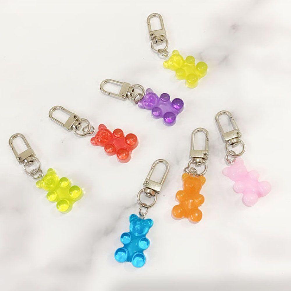 QUINTON Gantungan Kunci Pasangan Kekasih Gummy Bear Earphone Cover Teddy Charm Trinket Aksesoris Fashion