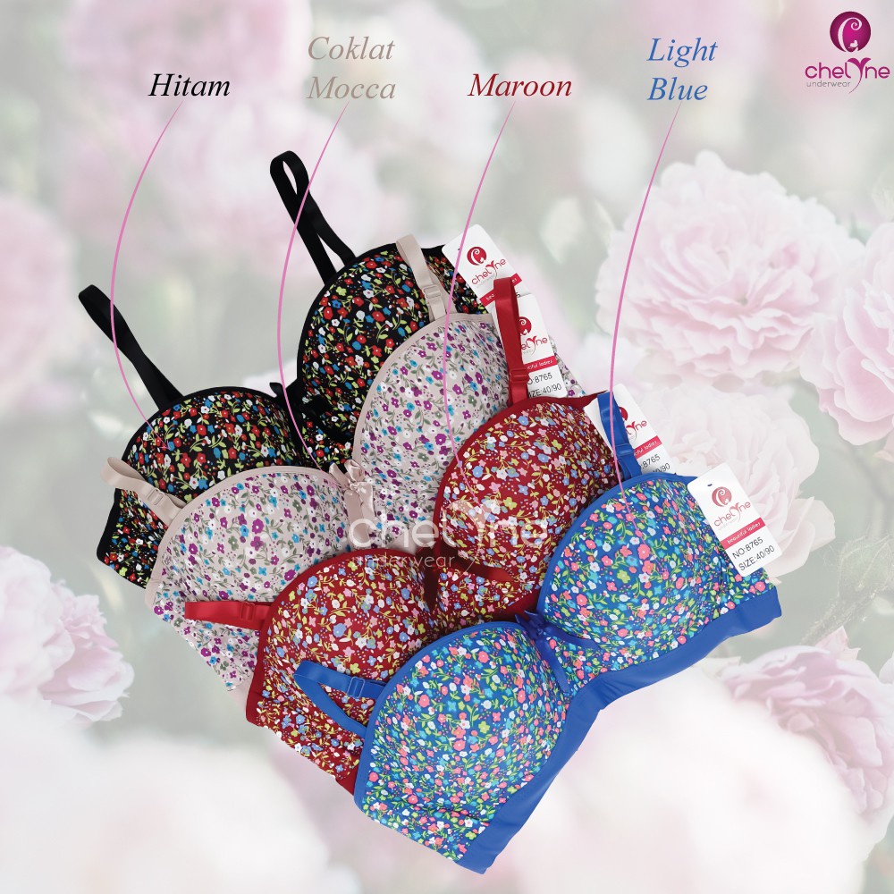 BH Chelyne Busa Kawat 8765 Half Cup Bra Harian Motif Bunga