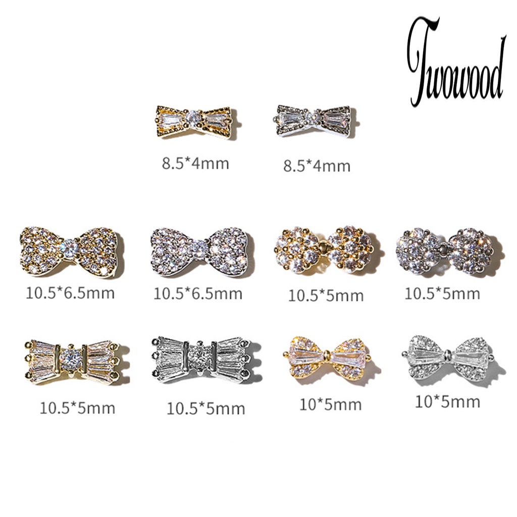 5 Pcs Ornamen Kuku 3D Bentuk Pita Bahan Zirkon Anti Karat Untuk Dekorasi Nail Art