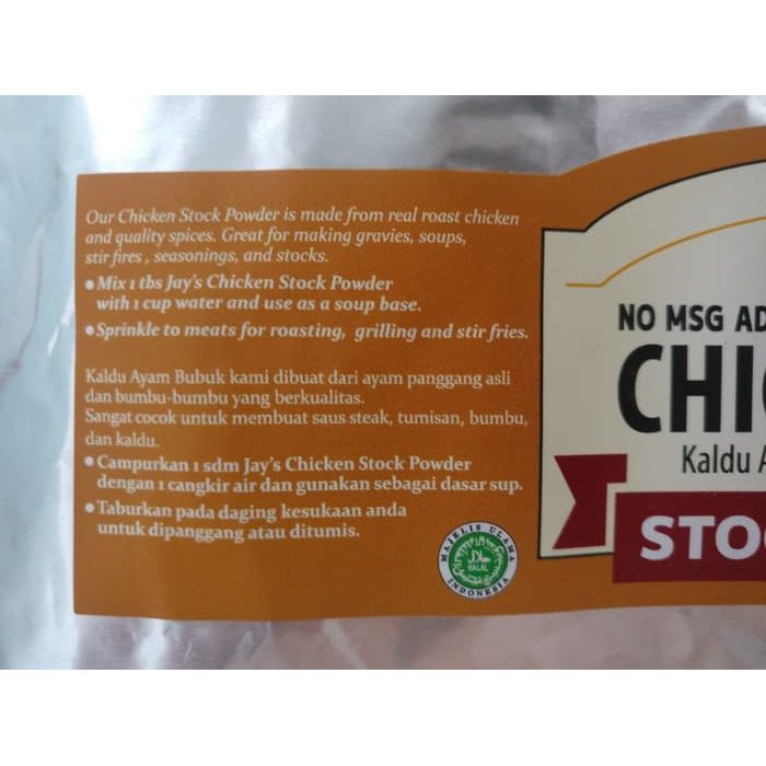 

Best Seller - Jays Chicken Stock / Kaldu Ayam Bubuk 500 Gr Tanpa Msg Dan Halal
