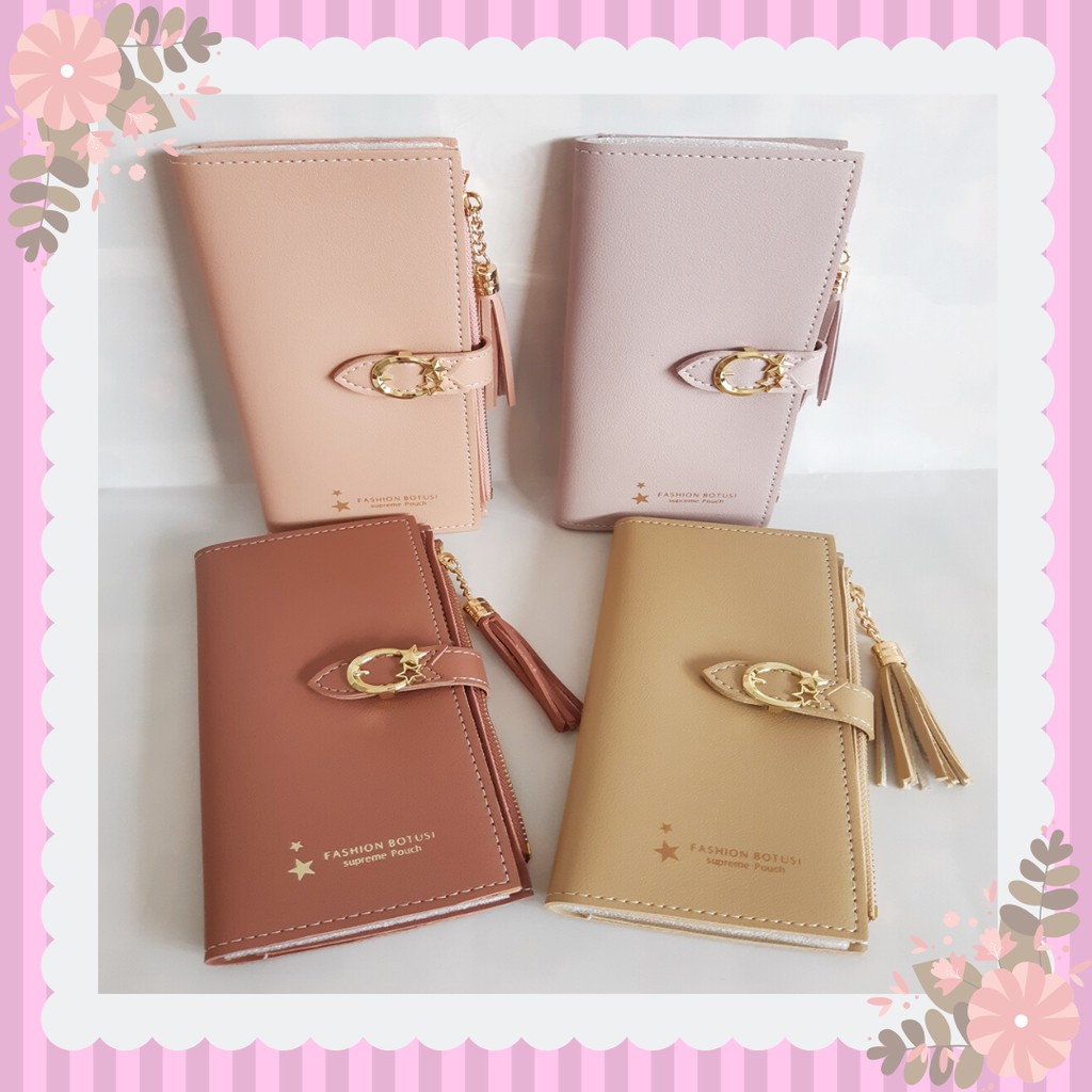 BOTUSI Dompet import wanita / Dompet panjang lipat murah simple tipis