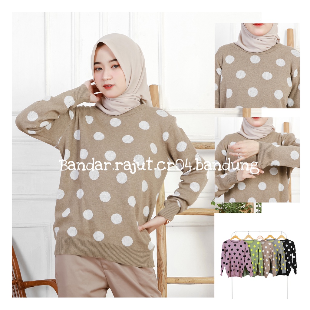 SWEATER RAJUT COTTON MOTIF POLKA BRANDED 12 GATE