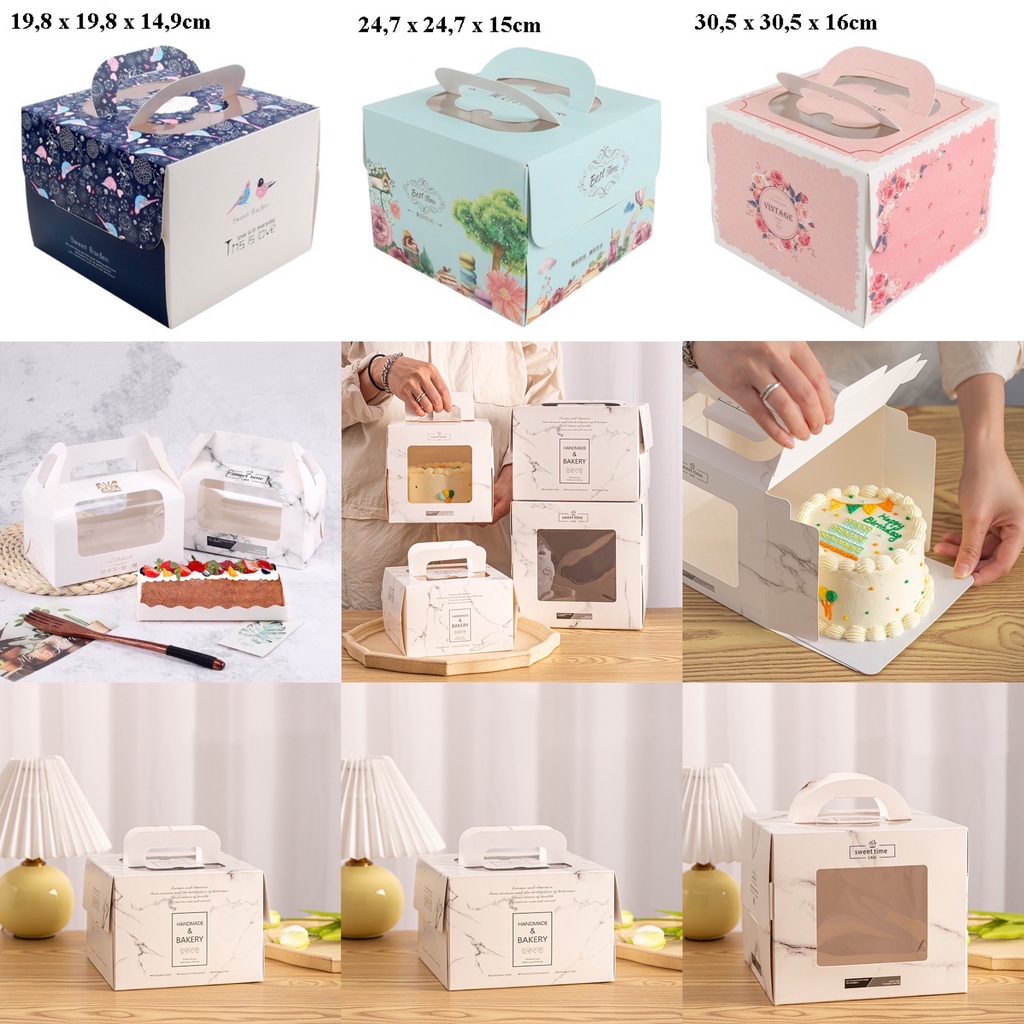 

Kotak Kemasan Kue Tenteng / Cake Carry Gift Box Hampers Bakery / Kotak Kado Hadiah Klasik Minimalis