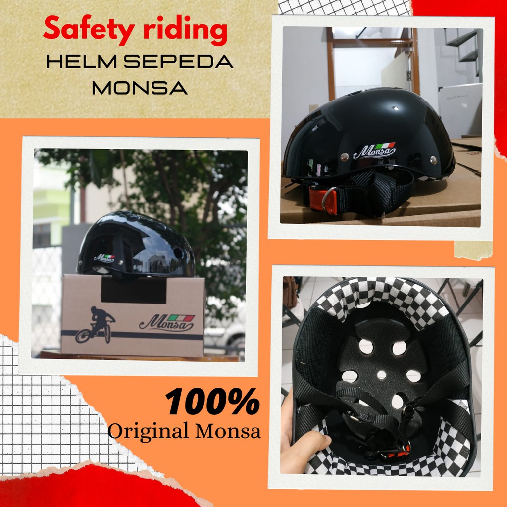 Helm sepeda helm gowes monsa hitam glossy helm sepeda batok polos helm sepeda gunung helm sepeda mtb bmx outdoor helm sepeda polygon sepeda lipat helm sepeda lipat