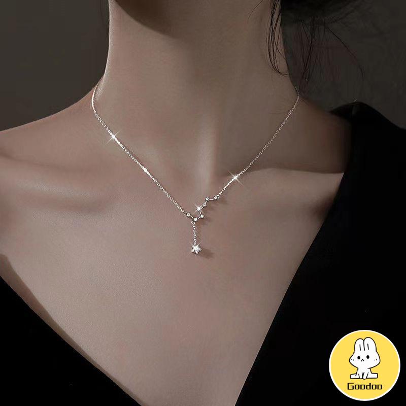 Kalung Korea Big Dipper Wanita Trendy Temperamen Cahaya Mewah Desain Niche Rumbai Kalung Indah Sederhana -Doo