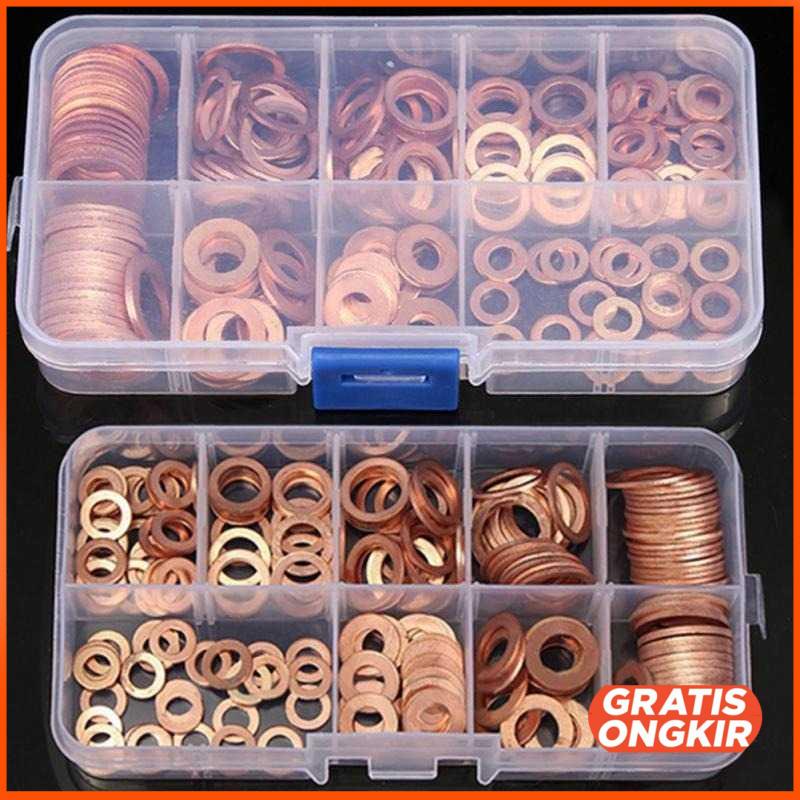 Ring Baut Gasket Bolt Nut Flat Ring Tembaga 200PCS ELC755