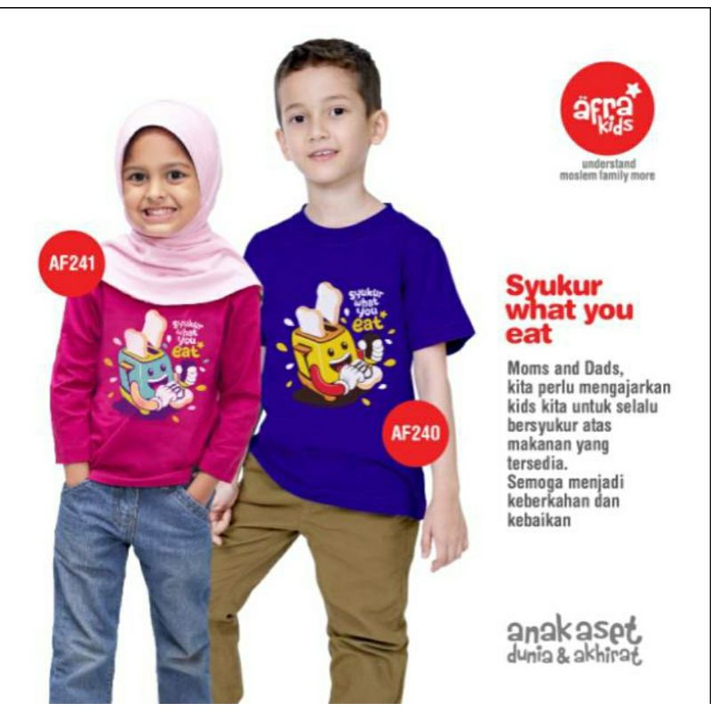 BIG PROMO Kaos Afrakids AF241 &quot;Syukur What You Eat&quot; Lengan Panjang