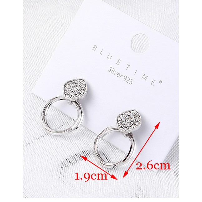 LRC Anting Tusuk Fashion Platinum Plated Gold Stars S925 Silver Needle Earrings Y61982
