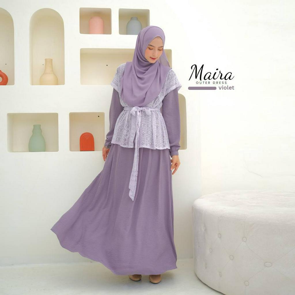 Riskirich Maira Dress 4in1 Style Variasi Outer Bisa Lepas Pasang Gamis Remaja Dewasa Stylish Kekinian